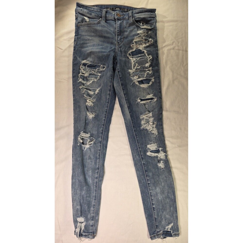 Women’s Size 8 Regular American Eagle Hi-Rise Jegging Ripped Jeans